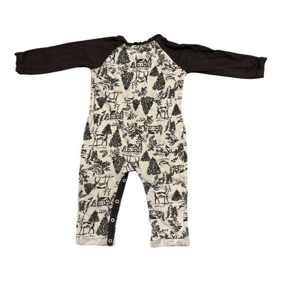 Burt’s Bees Baby Black and Cream Forest Print One Piece Size 12 months - Picture 2 of 3